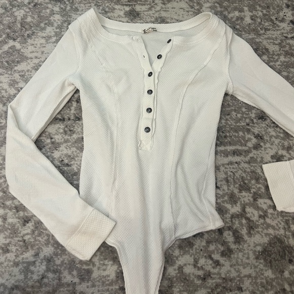 Free People Tops - White longsleeve Bodysuit